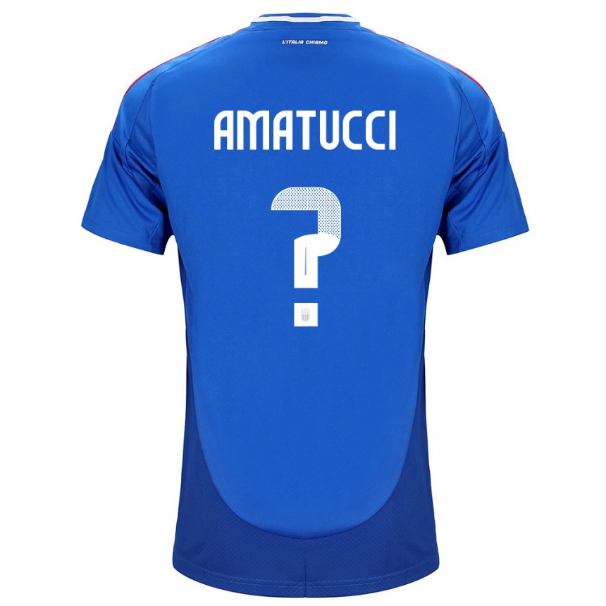 Niño Fútbol Camiseta Italia Lorenzo Amatucci #0 Azul 1ª Equipación 24-26 Perú