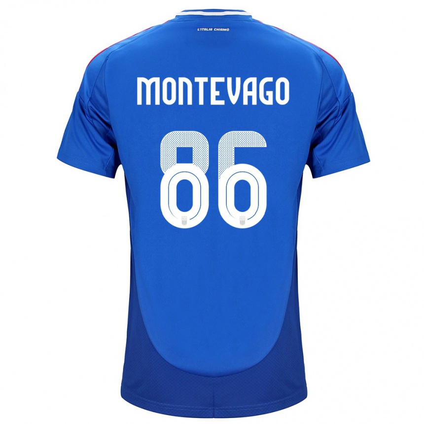 Niño Fútbol Camiseta Italia Daniele Montevago #86 Azul 1ª Equipación 24-26 Perú