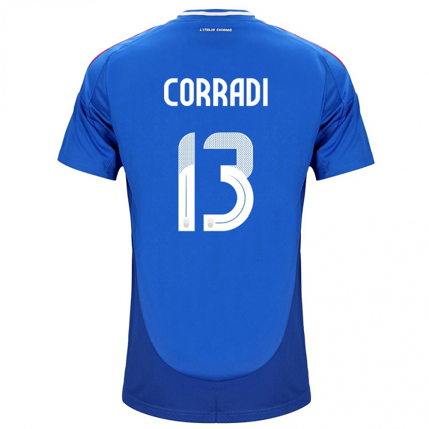 Niño Fútbol Camiseta Italia Christian Corradi #13 Azul 1ª Equipación 24-26 Perú