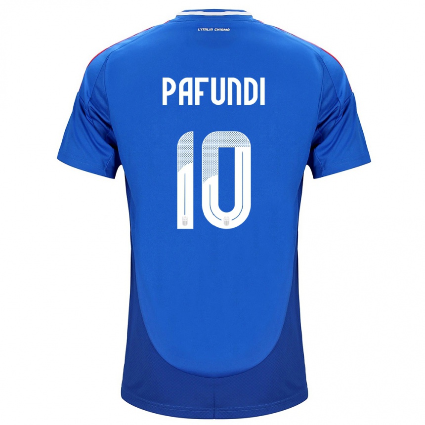 Niño Fútbol Camiseta Italia Simone Pafundi #10 Azul 1ª Equipación 24-26 Perú