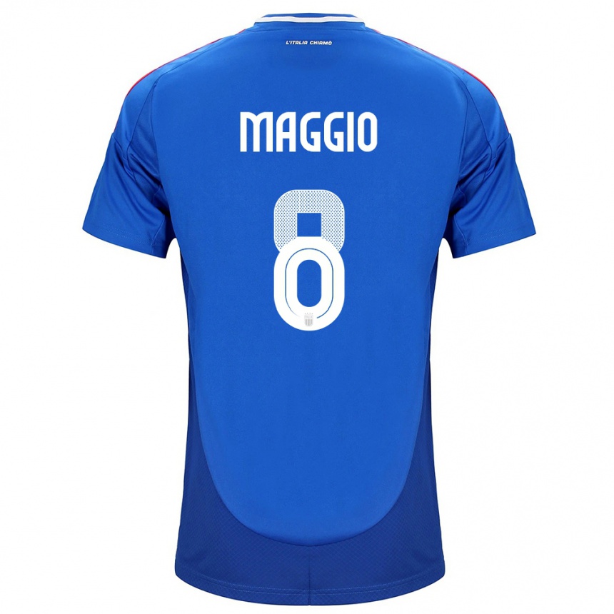 Niño Fútbol Camiseta Italia Luca Di Maggio #8 Azul 1ª Equipación 24-26 Perú