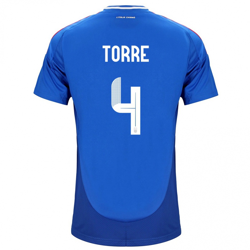 Niño Fútbol Camiseta Italia Pietro La Torre #4 Azul 1ª Equipación 24-26 Perú