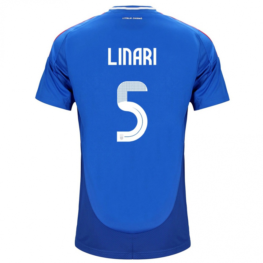 Niño Fútbol Camiseta Italia Elena Linari #5 Azul 1ª Equipación 24-26 Perú