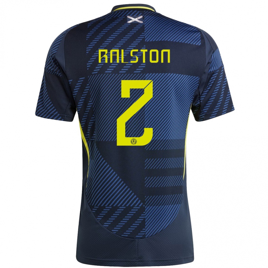 Niño Fútbol Camiseta Escocia Anthony Ralston #2 Azul Oscuro 1ª Equipación 24-26 Perú