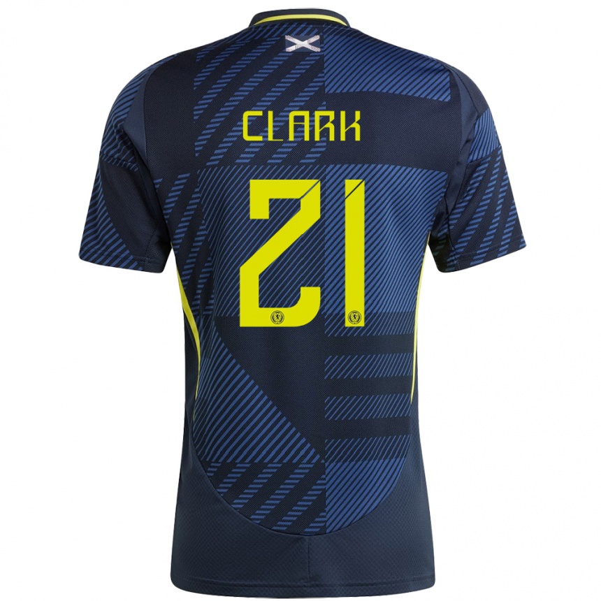 Niño Fútbol Camiseta Escocia Zander Clark #21 Azul Oscuro 1ª Equipación 24-26 Perú