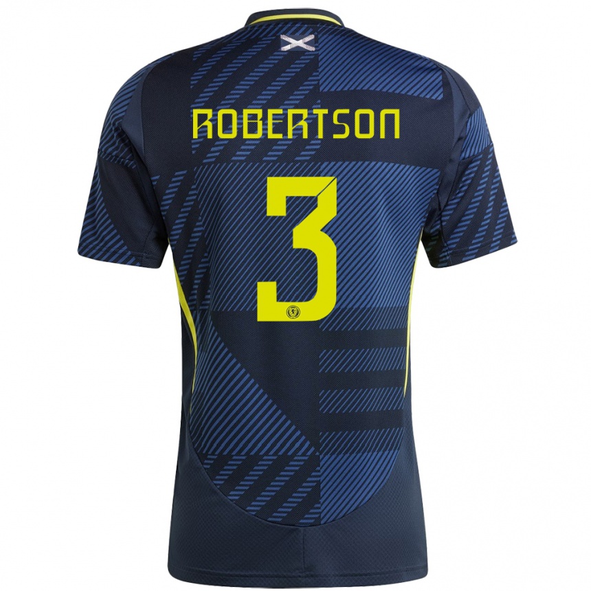 Niño Fútbol Camiseta Escocia Andrew Robertson #3 Azul Oscuro 1ª Equipación 24-26 Perú