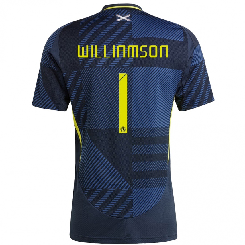 Niño Fútbol Camiseta Escocia Woody Williamson #1 Azul Oscuro 1ª Equipación 24-26 Perú