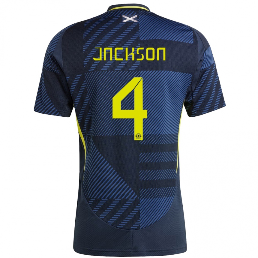 Niño Fútbol Camiseta Escocia Louis Jackson #4 Azul Oscuro 1ª Equipación 24-26 Perú