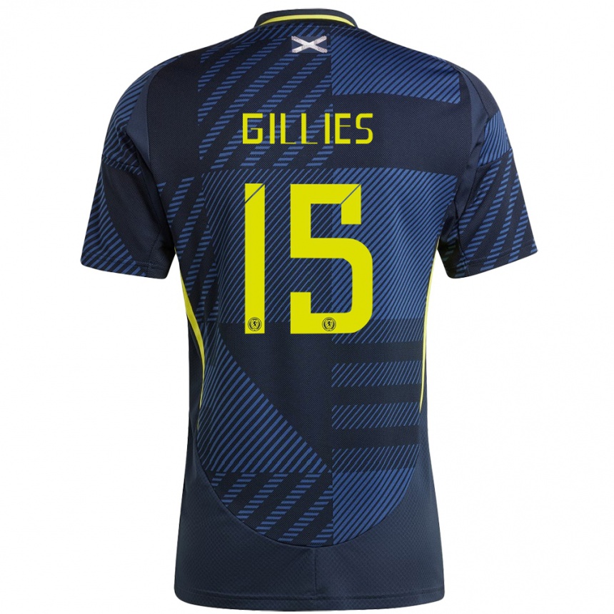 Niño Fútbol Camiseta Escocia Matthew Gillies #15 Azul Oscuro 1ª Equipación 24-26 Perú