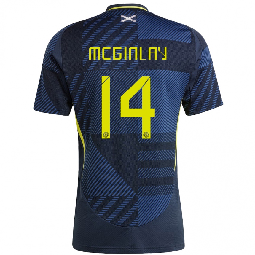 Niño Fútbol Camiseta Escocia Aiden Mcginlay #14 Azul Oscuro 1ª Equipación 24-26 Perú