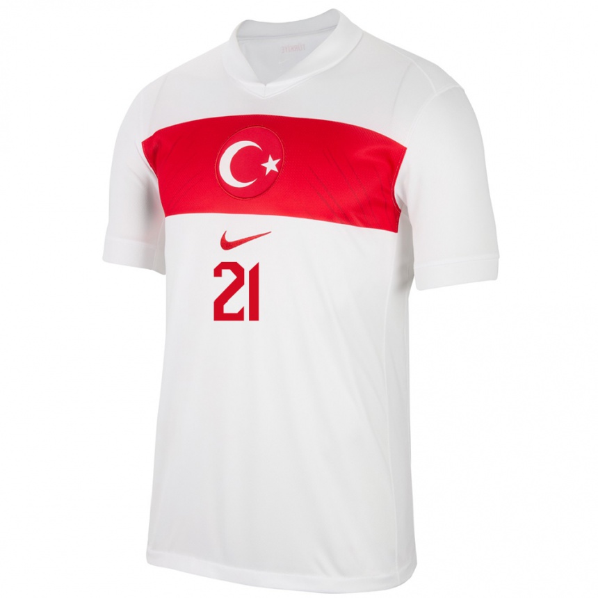 Niño Fútbol Camiseta Turquía Barış Alper Yılmaz #21 Blanco 1ª Equipación 24-26 Perú