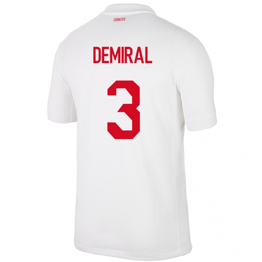 Niño Fútbol Camiseta Turquía Merih Demiral #3 Blanco 1ª Equipación 24-26 Perú