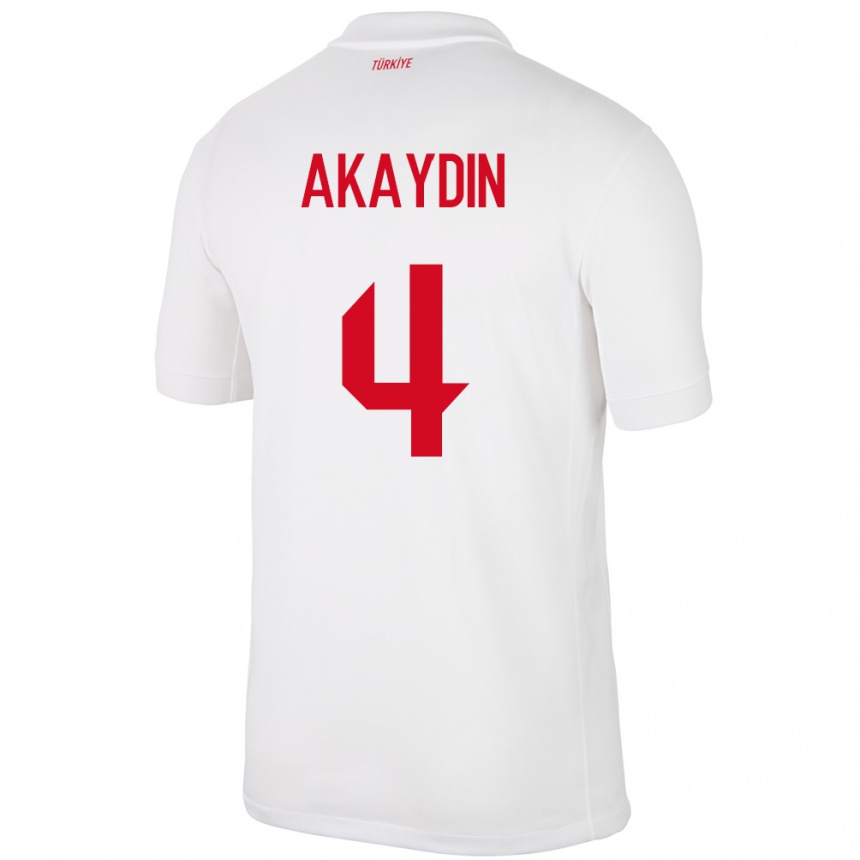 Niño Fútbol Camiseta Turquía Samet Akaydin #4 Blanco 1ª Equipación 24-26 Perú