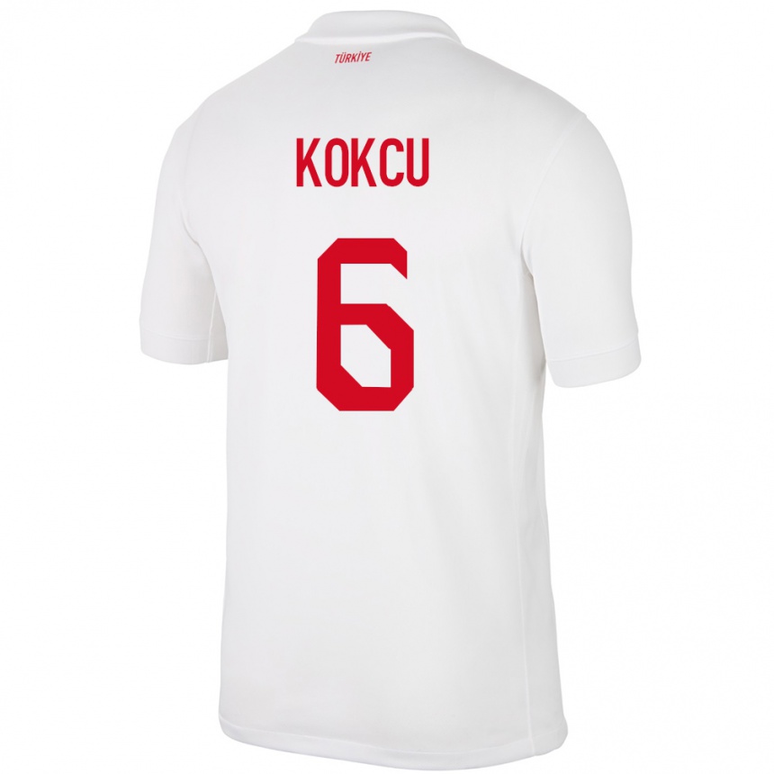 Niño Fútbol Camiseta Turquía Orkun Kökçü #6 Blanco 1ª Equipación 24-26 Perú