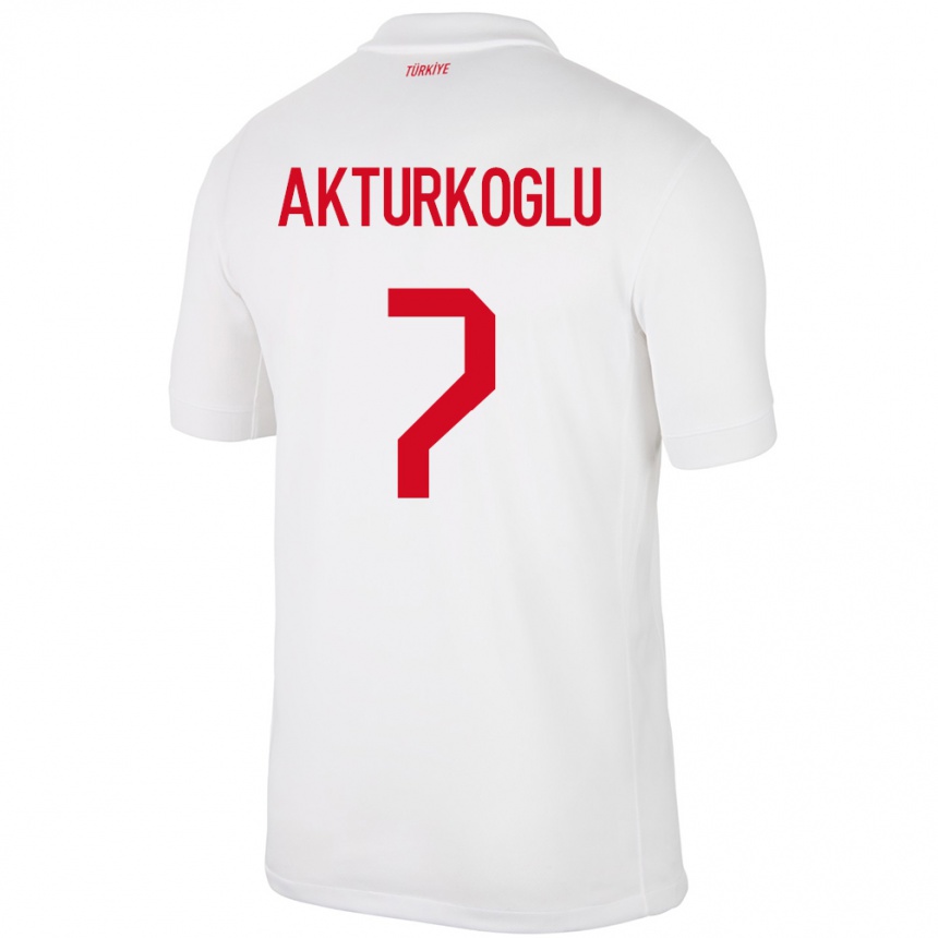 Niño Fútbol Camiseta Turquía Kerem Aktürkoğlu #7 Blanco 1ª Equipación 24-26 Perú