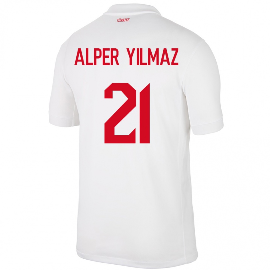 Niño Fútbol Camiseta Turquía Barış Alper Yılmaz #21 Blanco 1ª Equipación 24-26 Perú