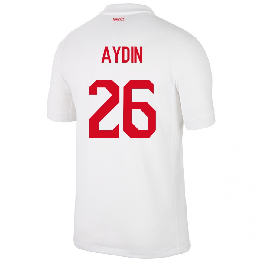 Niño Fútbol Camiseta Turquía Oğuz Aydın #26 Blanco 1ª Equipación 24-26 Perú