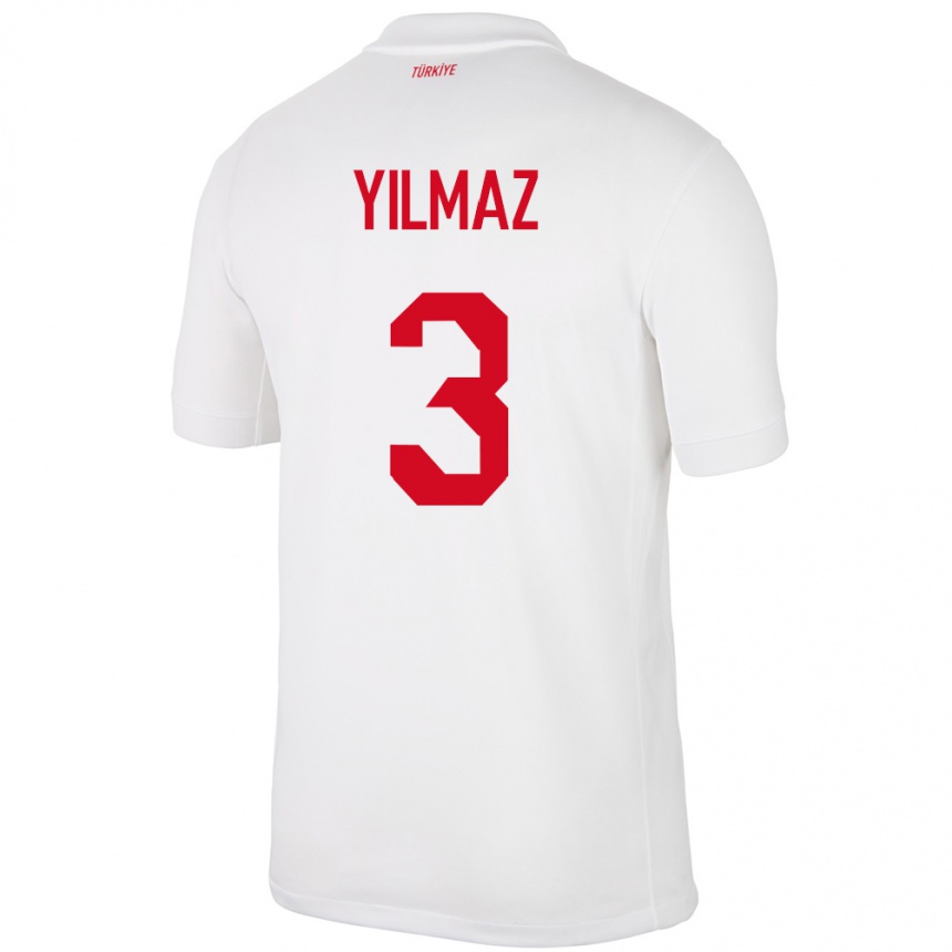 Niño Fútbol Camiseta Turquía Berkay Yılmaz #3 Blanco 1ª Equipación 24-26 Perú