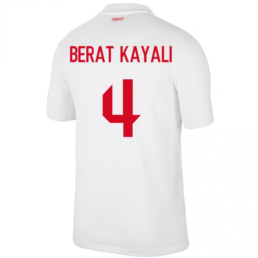 Niño Fútbol Camiseta Turquía Hasan Berat Kayalı #4 Blanco 1ª Equipación 24-26 Perú