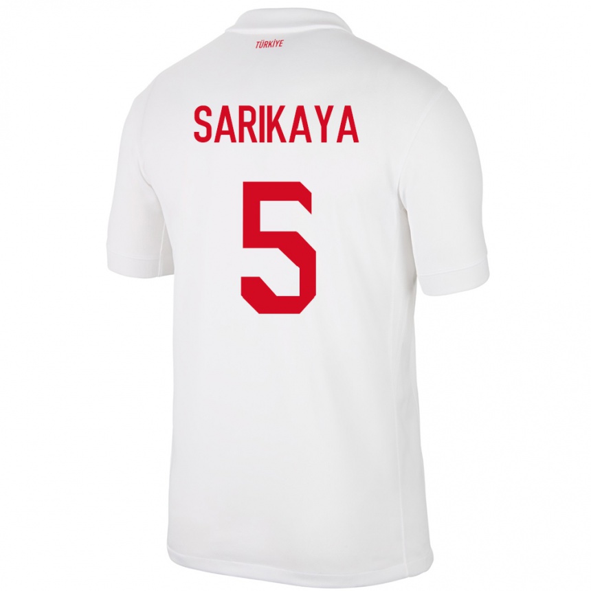 Niño Fútbol Camiseta Turquía Efe Sarıkaya #5 Blanco 1ª Equipación 24-26 Perú