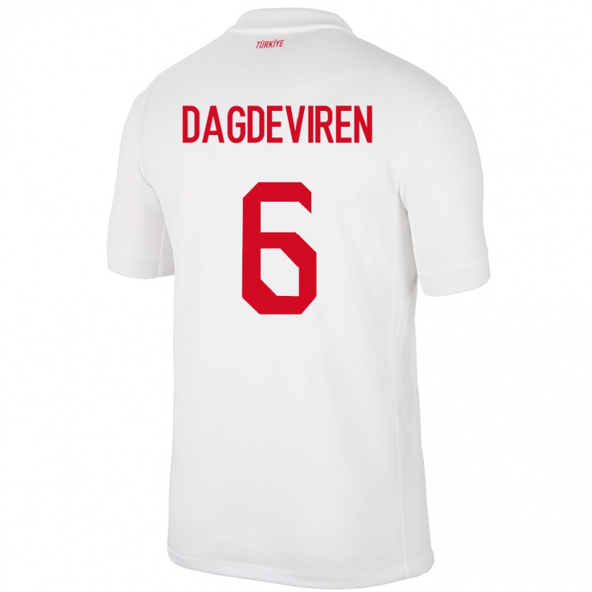 Niño Fútbol Camiseta Turquía Diren Dağdeviren #6 Blanco 1ª Equipación 24-26 Perú