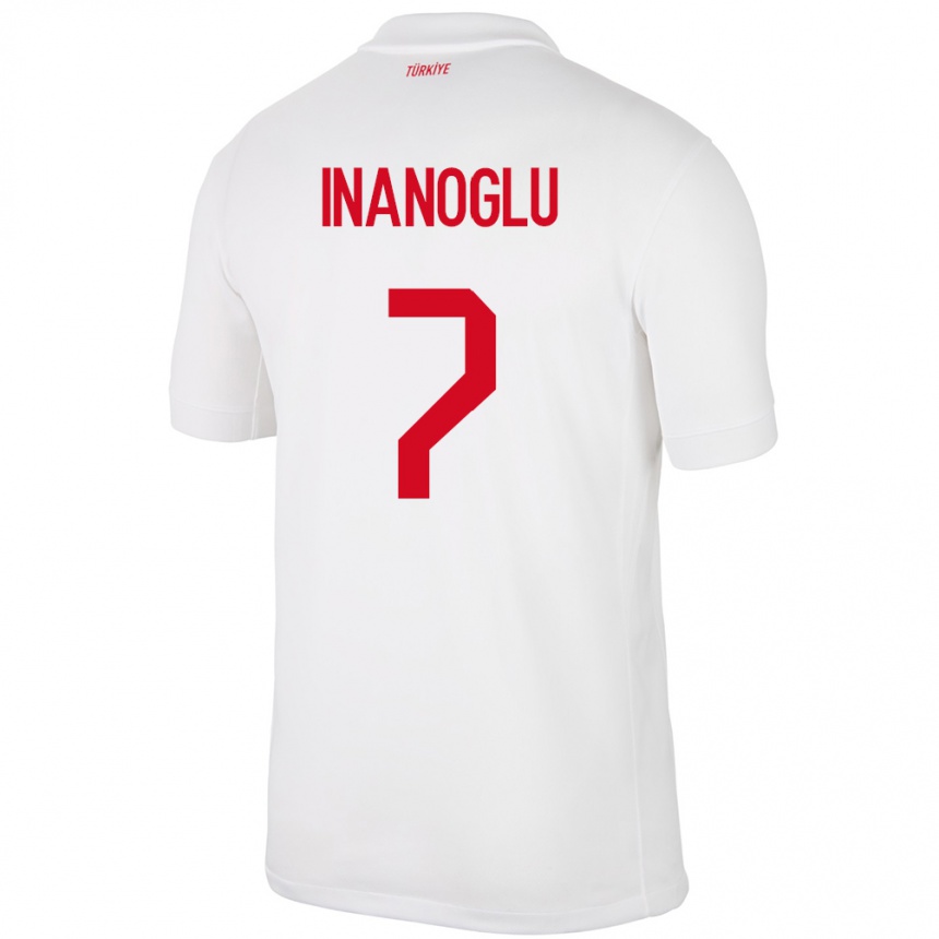 Niño Fútbol Camiseta Turquía Kaan İnanoğlu #7 Blanco 1ª Equipación 24-26 Perú