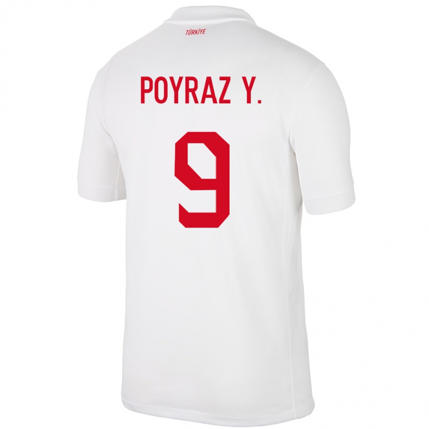 Niño Fútbol Camiseta Turquía Poyraz Yıldırım #9 Blanco 1ª Equipación 24-26 Perú