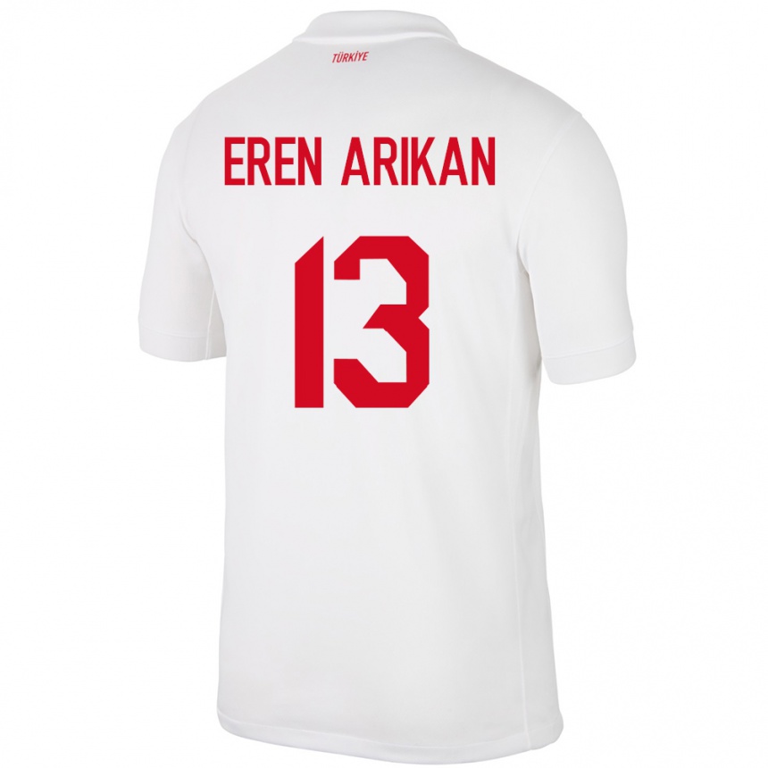 Niño Fútbol Camiseta Turquía Muhammed Eren Arıkan #13 Blanco 1ª Equipación 24-26 Perú