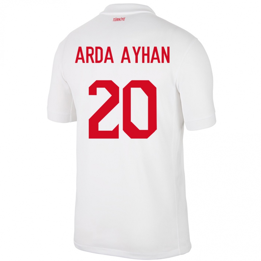 Niño Fútbol Camiseta Turquía Murat Arda Ayhan #20 Blanco 1ª Equipación 24-26 Perú