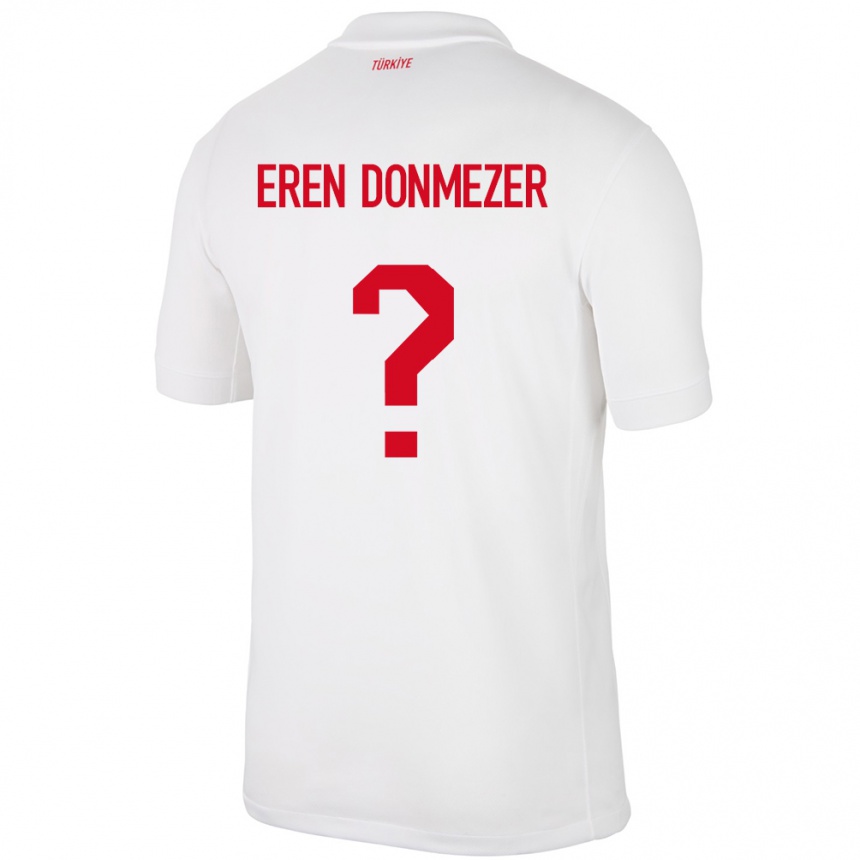 Niño Fútbol Camiseta Turquía Deniz Eren Dönmezer #0 Blanco 1ª Equipación 24-26 Perú