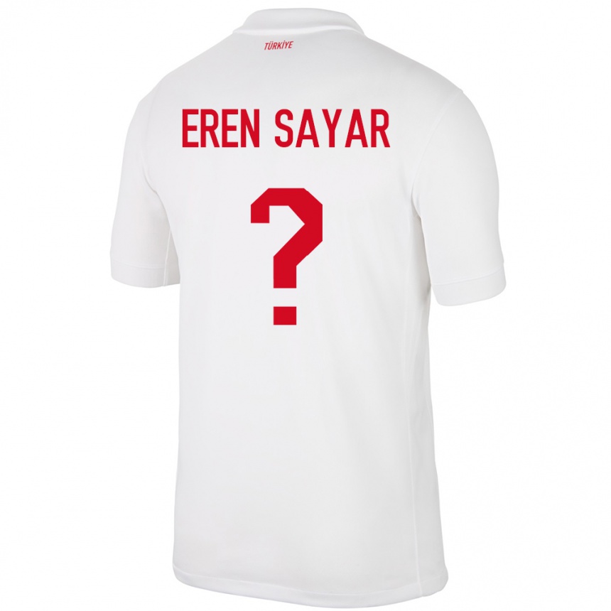 Niño Fútbol Camiseta Turquía Emin Eren Sayar #0 Blanco 1ª Equipación 24-26 Perú