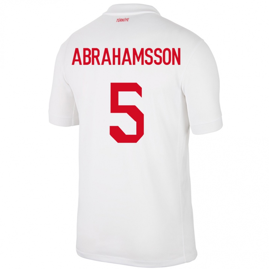 Niño Fútbol Camiseta Turquía Sejde Aylin Abrahamsson #5 Blanco 1ª Equipación 24-26 Perú