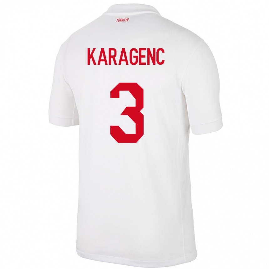 Niño Fútbol Camiseta Turquía Didem Karagenç #3 Blanco 1ª Equipación 24-26 Perú