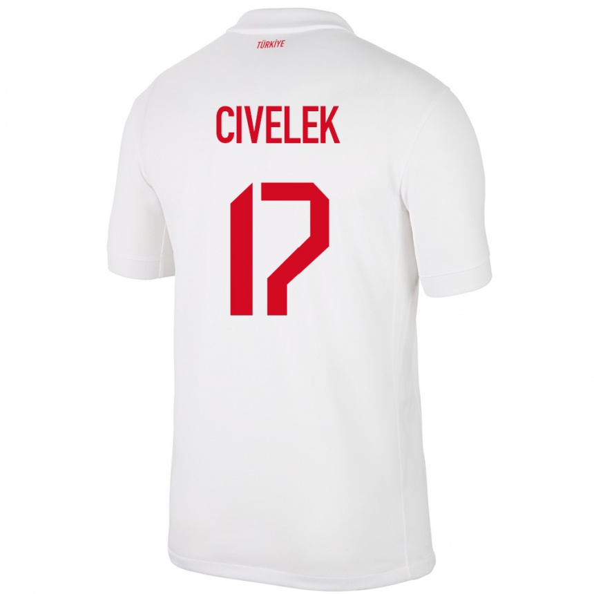 Niño Fútbol Camiseta Turquía İlayda Civelek #17 Blanco 1ª Equipación 24-26 Perú