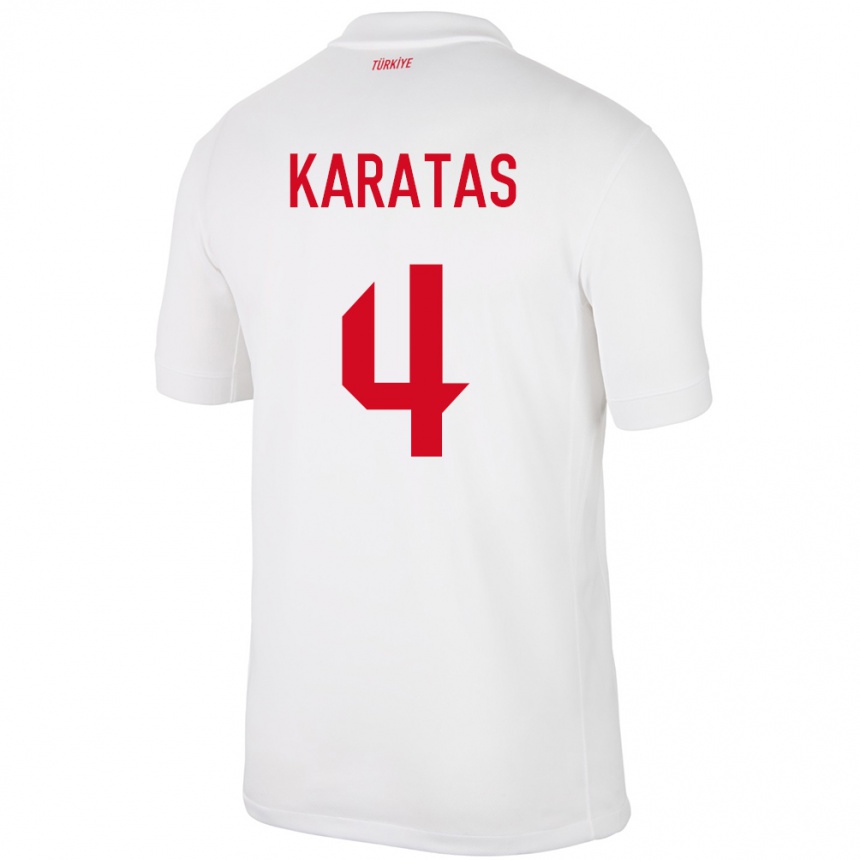 Niño Fútbol Camiseta Turquía Eda Karataş #4 Blanco 1ª Equipación 24-26 Perú