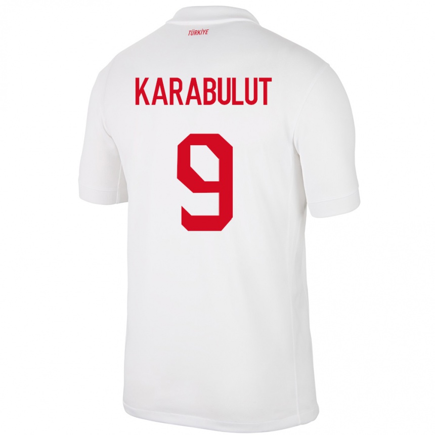 Niño Fútbol Camiseta Turquía Arzu Karabulut #9 Blanco 1ª Equipación 24-26 Perú