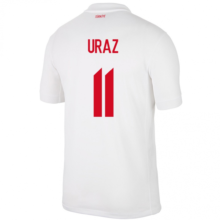 Niño Fútbol Camiseta Turquía Yağmur Uraz #11 Blanco 1ª Equipación 24-26 Perú