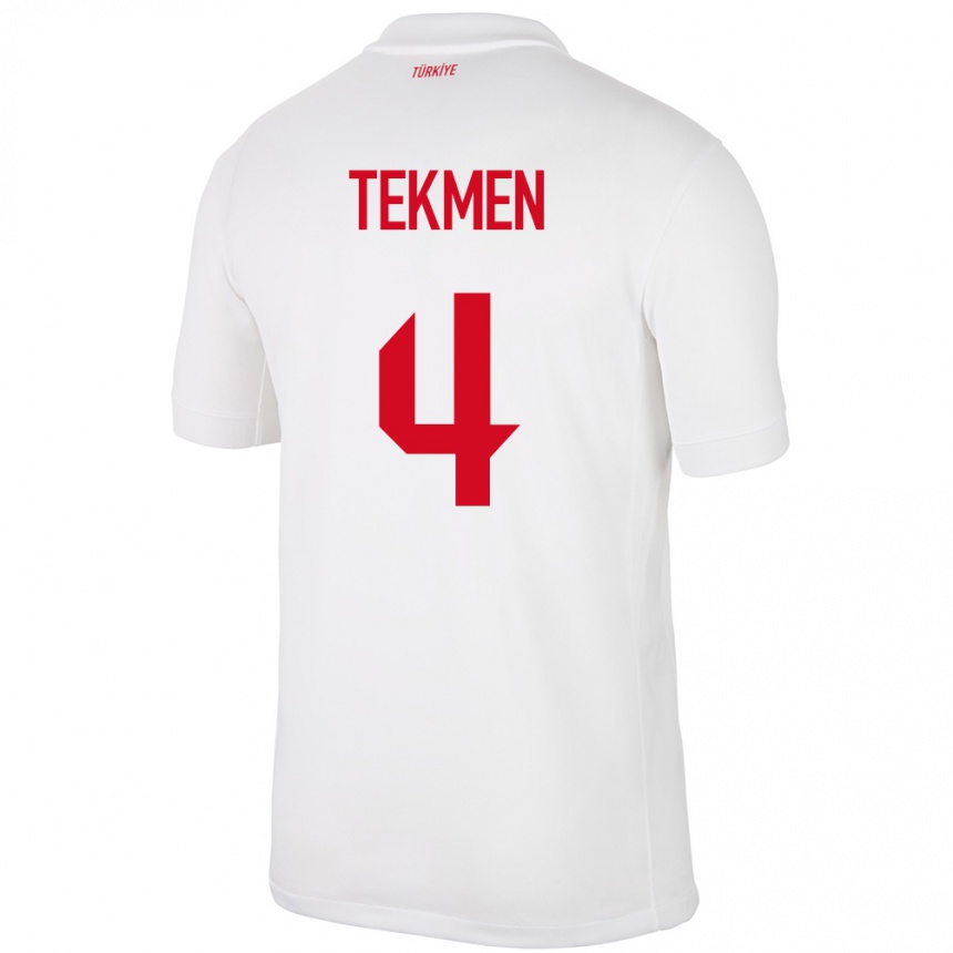 Niño Fútbol Camiseta Turquía Ece Tekmen #4 Blanco 1ª Equipación 24-26 Perú