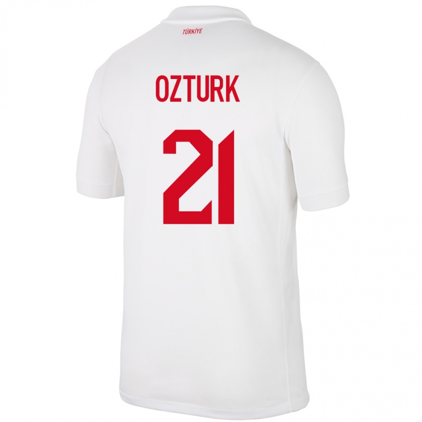 Niño Fútbol Camiseta Turquía Melike Öztürk #21 Blanco 1ª Equipación 24-26 Perú