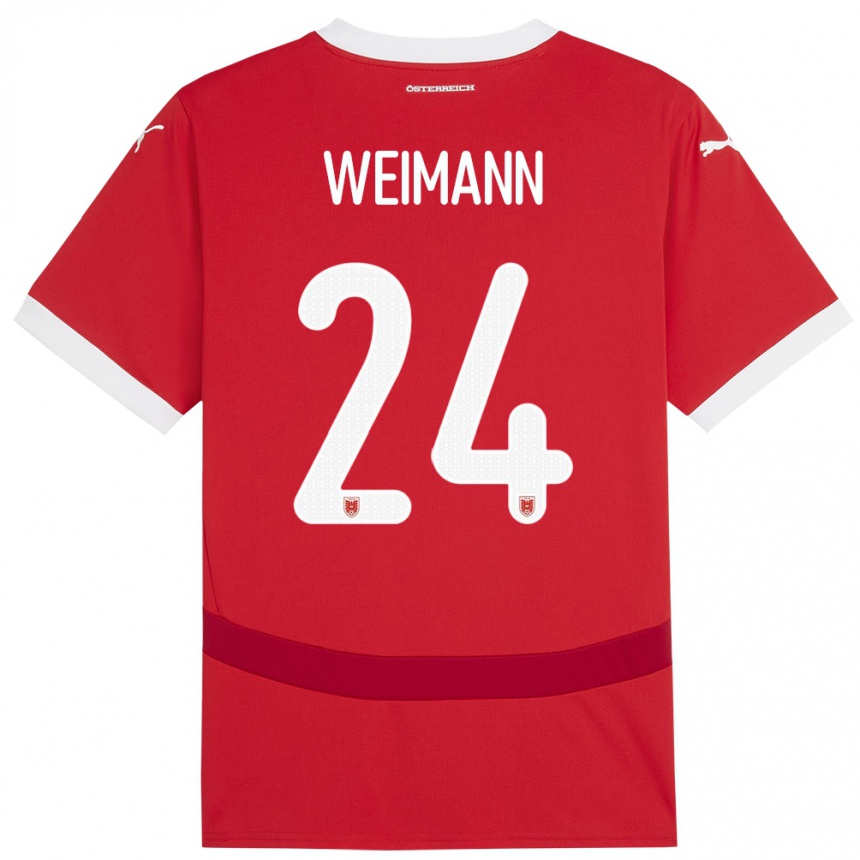 Niño Fútbol Camiseta Austria Andreas Weimann #24 Rojo 1ª Equipación 24-26 Perú