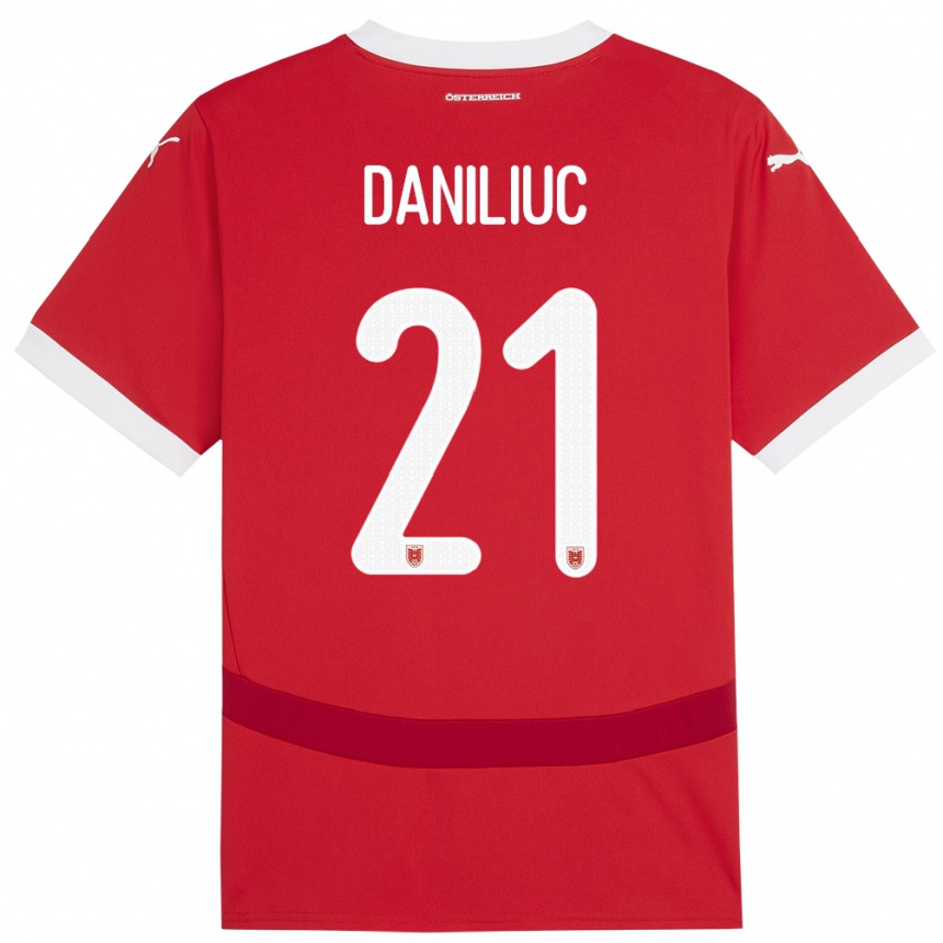 Niño Fútbol Camiseta Austria Flavius Daniliuc #21 Rojo 1ª Equipación 24-26 Perú