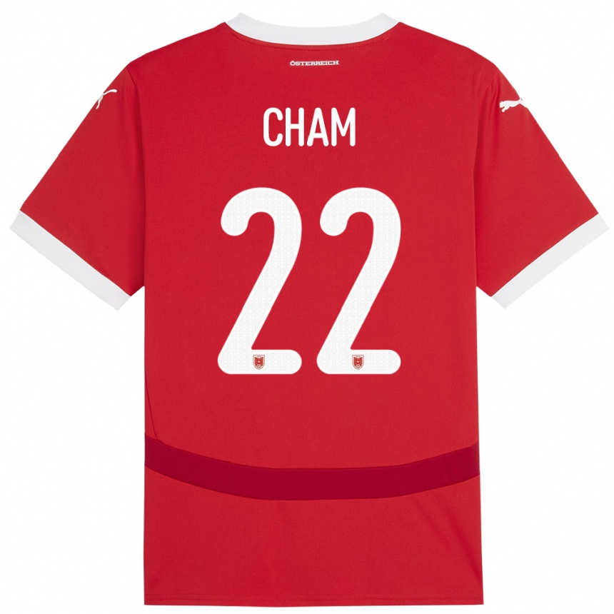 Niño Fútbol Camiseta Austria Muhammed Cham #22 Rojo 1ª Equipación 24-26 Perú