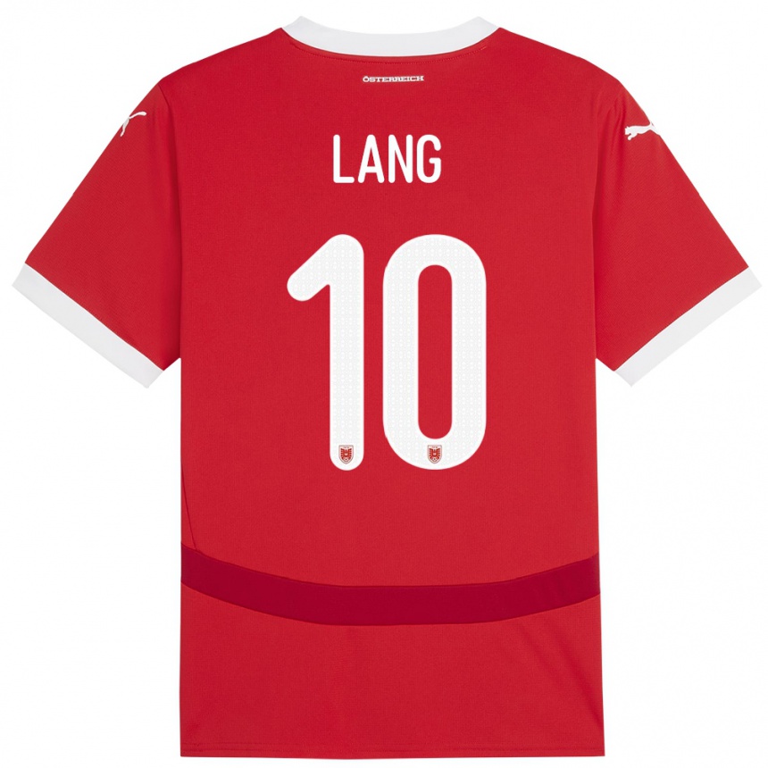 Niño Fútbol Camiseta Austria Christoph Lang #10 Rojo 1ª Equipación 24-26 Perú