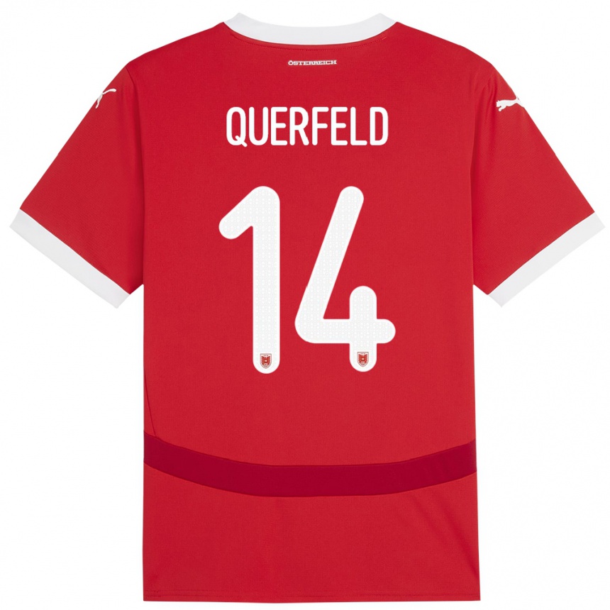 Niño Fútbol Camiseta Austria Leopold Querfeld #14 Rojo 1ª Equipación 24-26 Perú