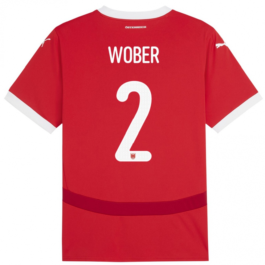 Niño Fútbol Camiseta Austria Maximilian Wöber #2 Rojo 1ª Equipación 24-26 Perú