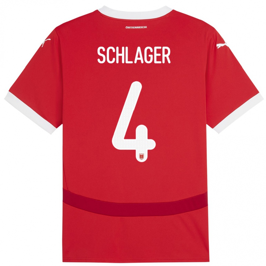 Niño Fútbol Camiseta Austria Xaver Schlager #4 Rojo 1ª Equipación 24-26 Perú