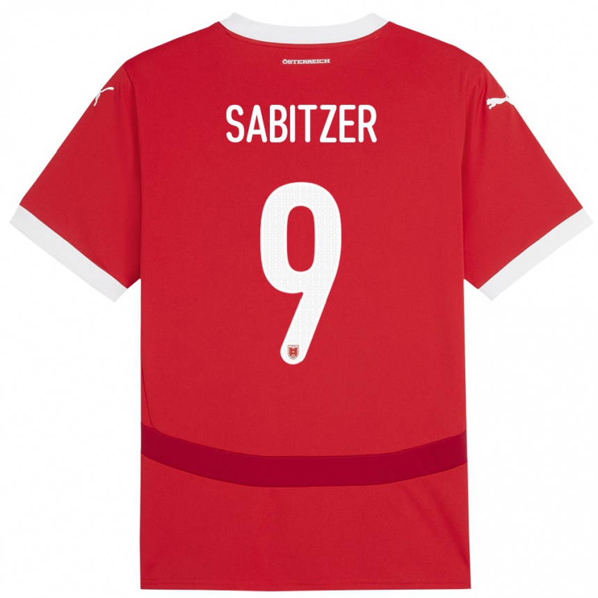 Niño Fútbol Camiseta Austria Marcel Sabitzer #9 Rojo 1ª Equipación 24-26 Perú