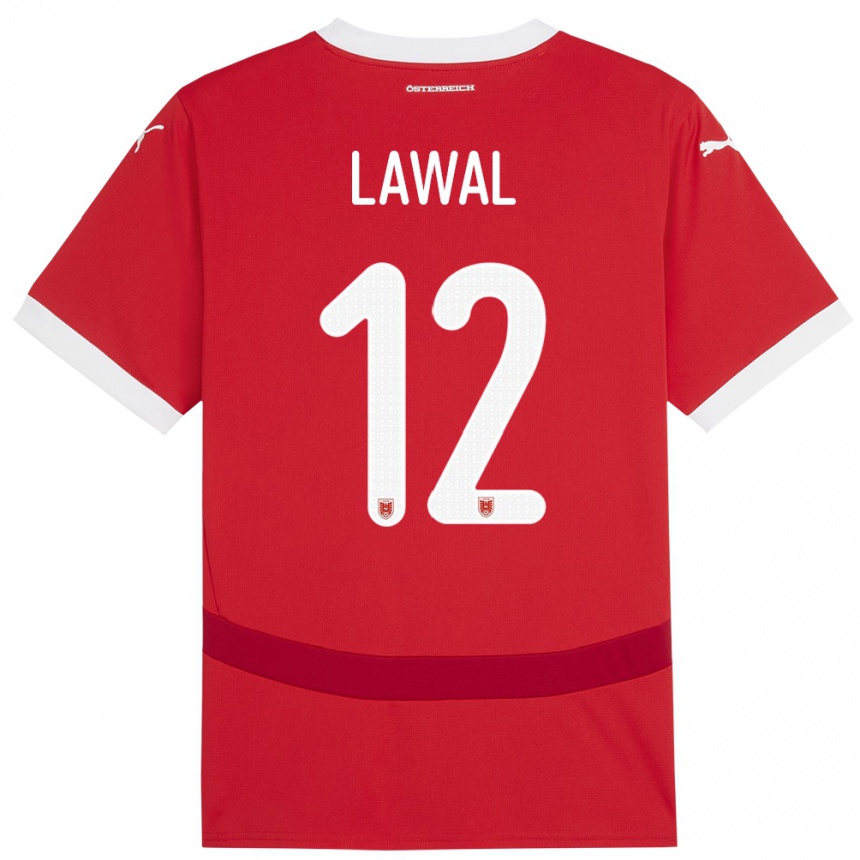 Niño Fútbol Camiseta Austria Tobias Lawal #12 Rojo 1ª Equipación 24-26 Perú