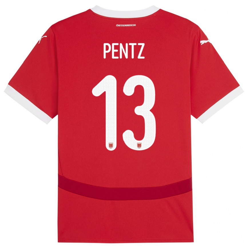 Niño Fútbol Camiseta Austria Patrick Pentz #13 Rojo 1ª Equipación 24-26 Perú