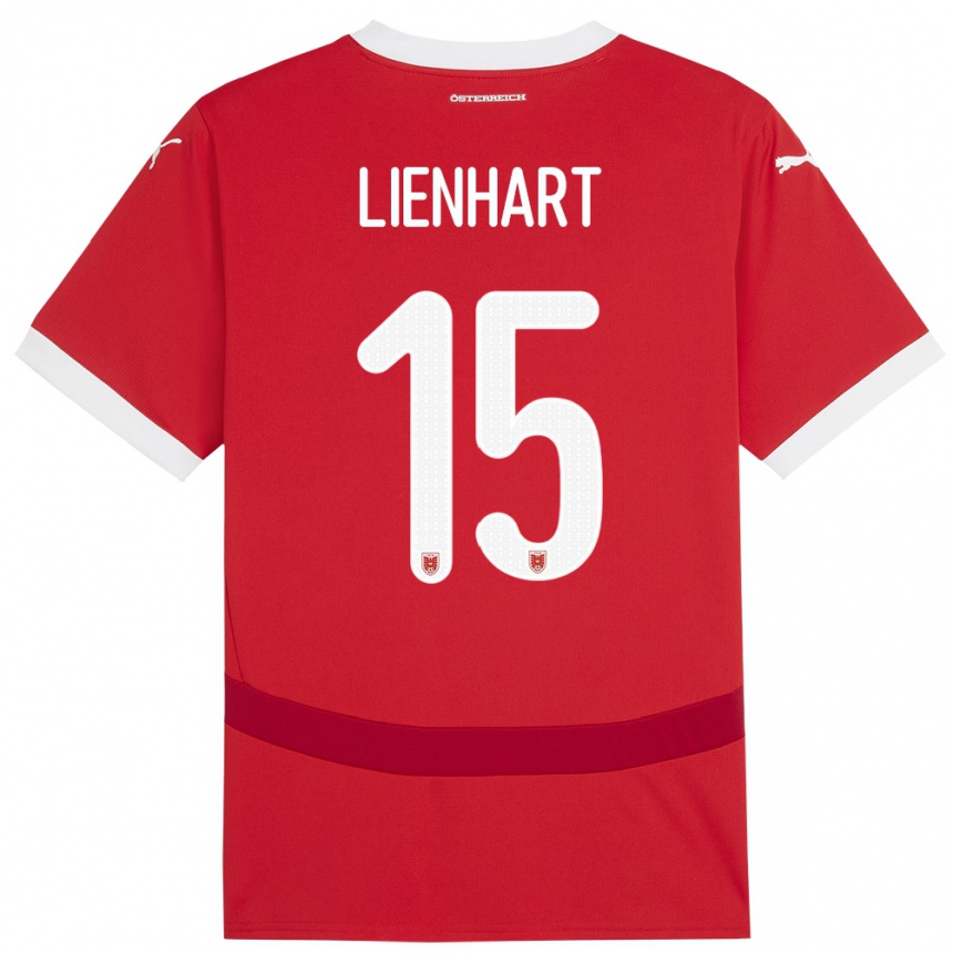 Niño Fútbol Camiseta Austria Philipp Lienhart #15 Rojo 1ª Equipación 24-26 Perú